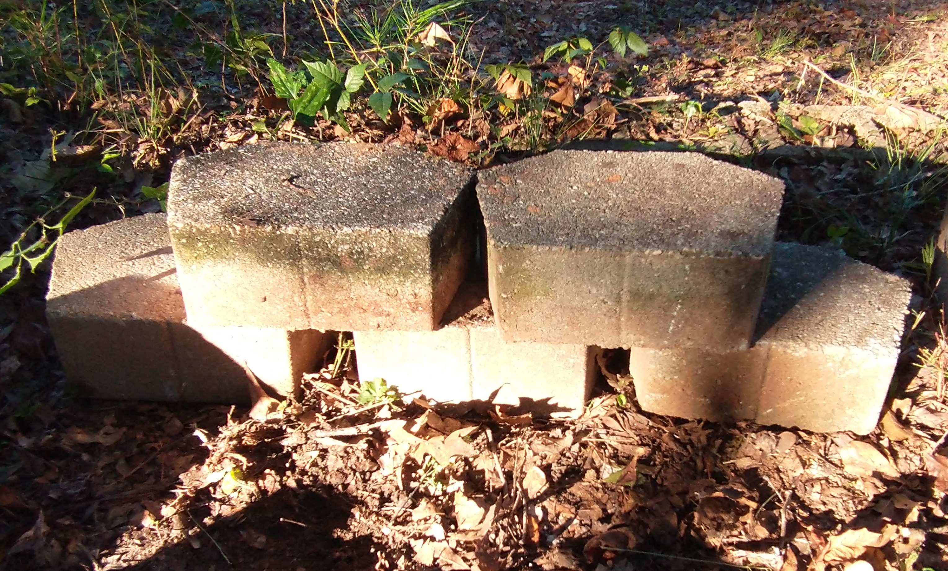 Retaining wall blocks rear view.